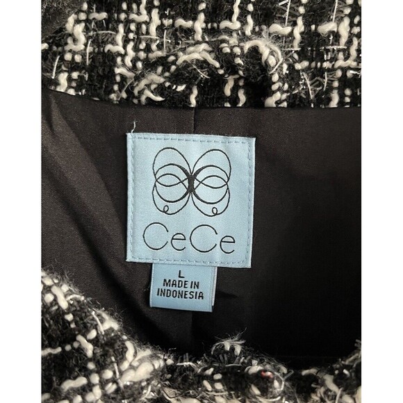CeCe Tweed Cropped Jacket Size Large Herringbone Pockets MSRP 139.00 - Picture 5 of 9